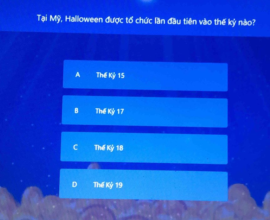 Câu hỏi trắc nghiệm về lịch sử lễ hội Halloween tại Mỹ