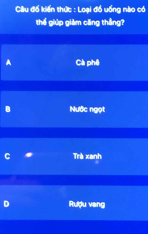 Hình ảnh minh họa câu đố về loại đồ uống giúp giảm căng thẳng